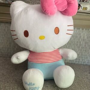 Hello Kitty Plush with Pink Bow and Striped Shirt